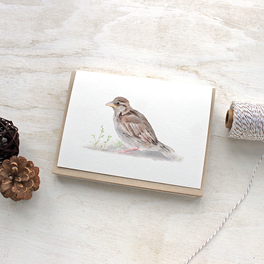 Sparrow note cards by Kathleen Maunder, trowelandpaintbrush