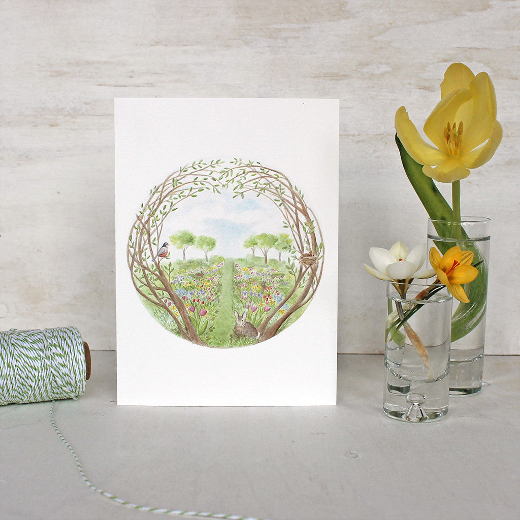 Secret Garden Note Card by watercolor artist Kathleen Maunder