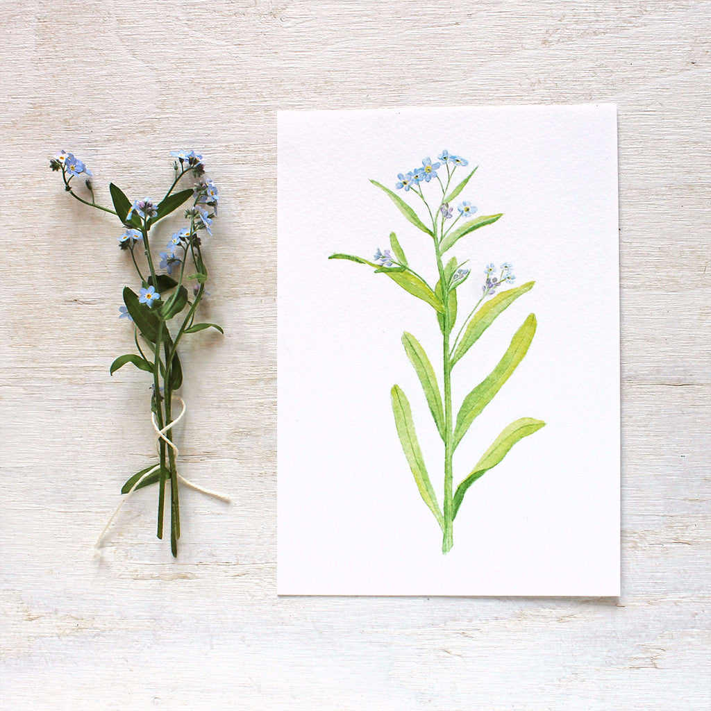 Blue Botanical Watercolor Prints - Set of 2