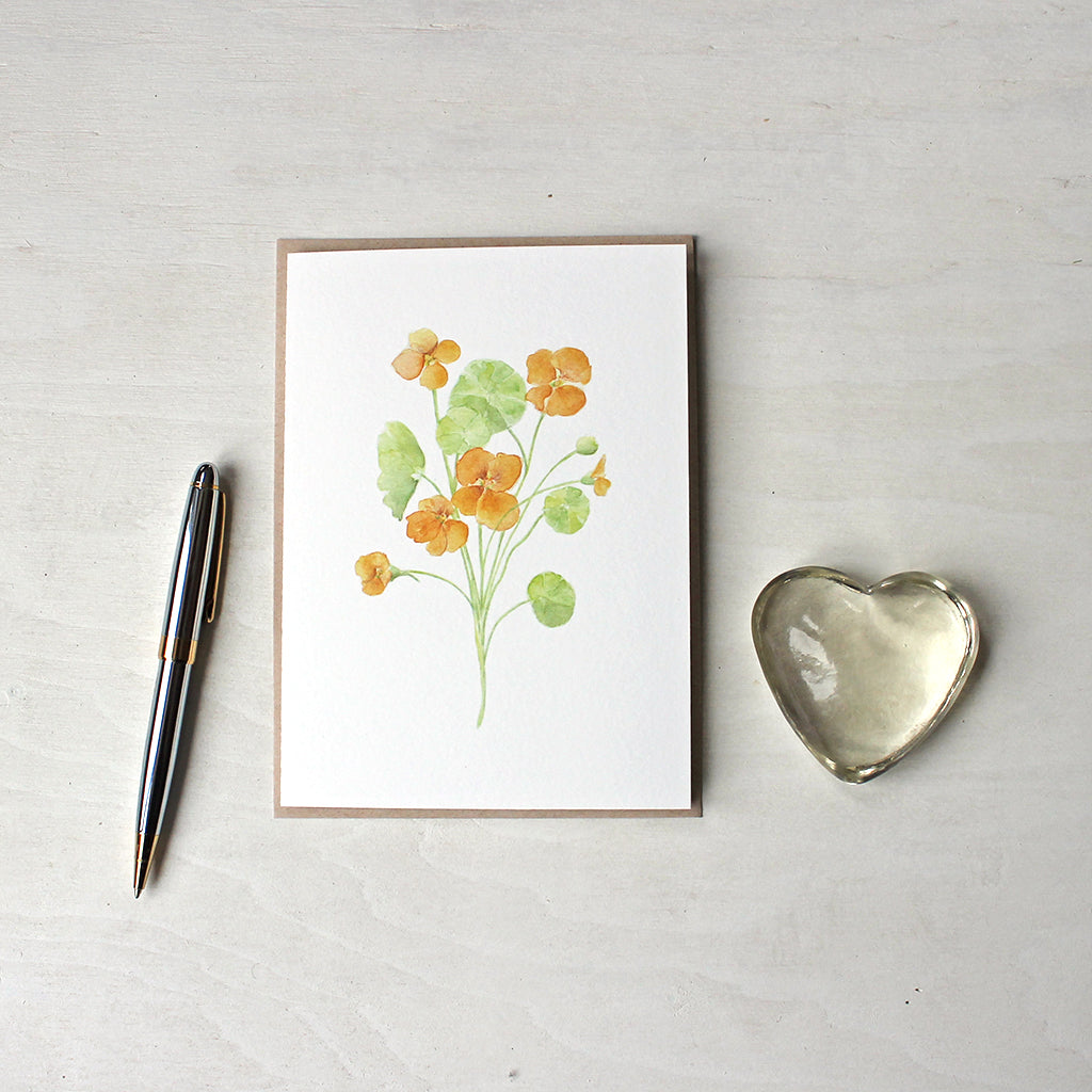 Nasturtium watercolour note cards by artist Kathleen Maunder