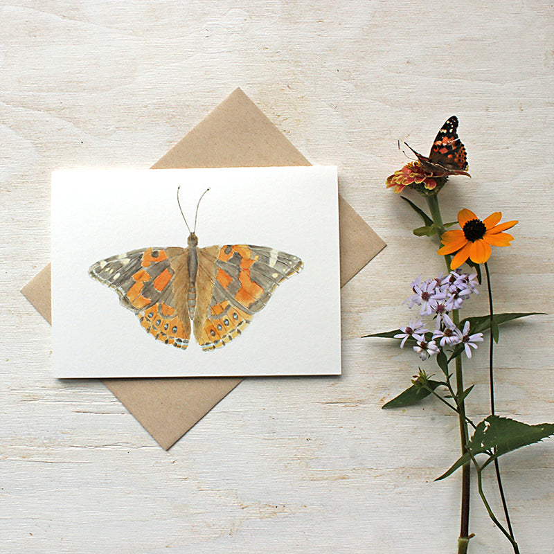 Painted lady butterfly watercolor note cards by Kathleen Maunder of Trowel and Paintbrush