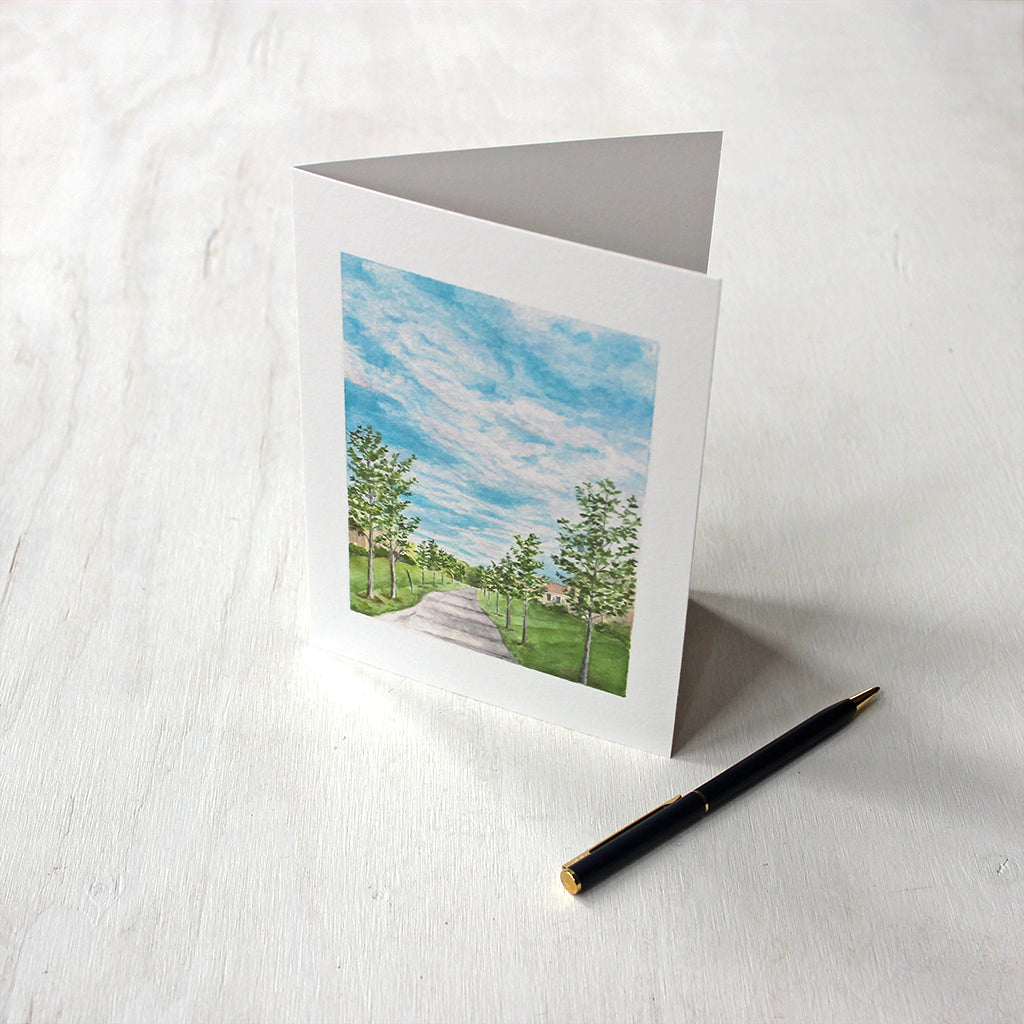 Pathway Note Card by watercolor artist Kathleen Maunder of Trowel and Paintbrush