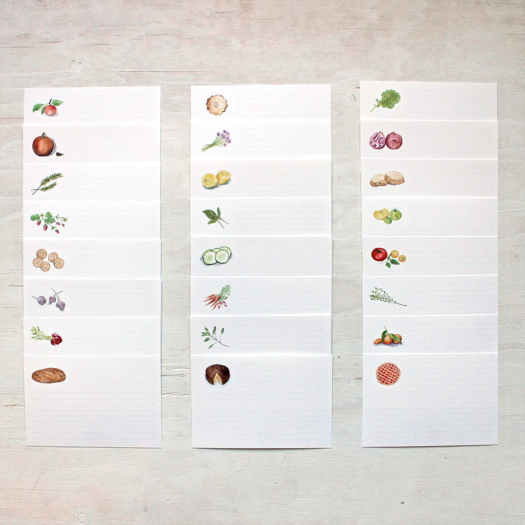 A set of 24 beautiful recipe cards featuring the watercolor paintings of Kathleen Maunder.