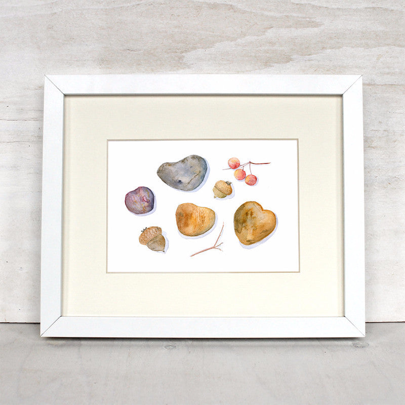 Framed Autumn Collection watercolor print by Kathleen Maunder - trowelandpaintbrush.com