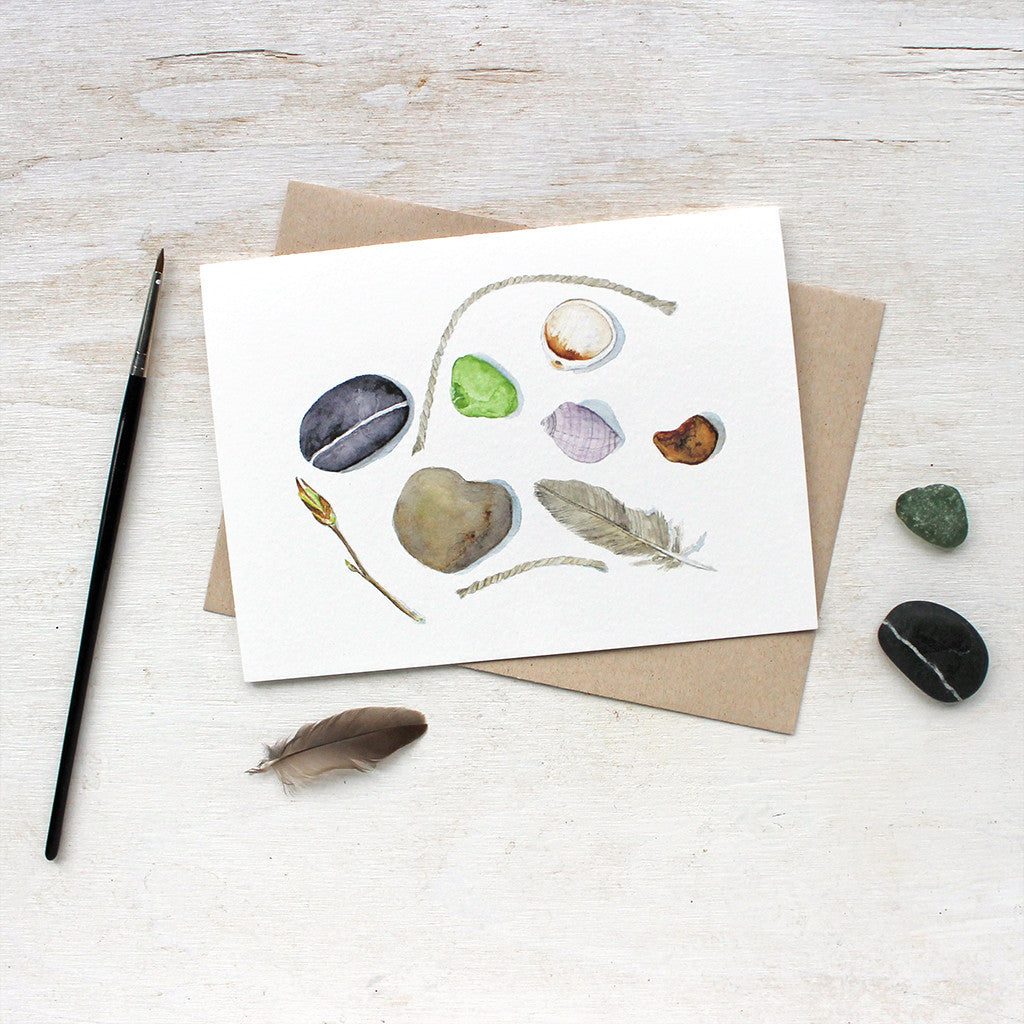 Beach-themed note cards by watercolor artist Kathleen Maunder of Trowel and Paintbrush