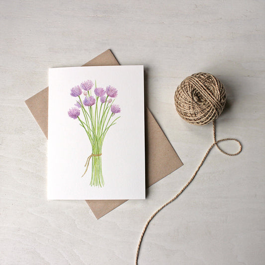 Botanical note cards featuring a bunch of chives by Kathleen Maunder