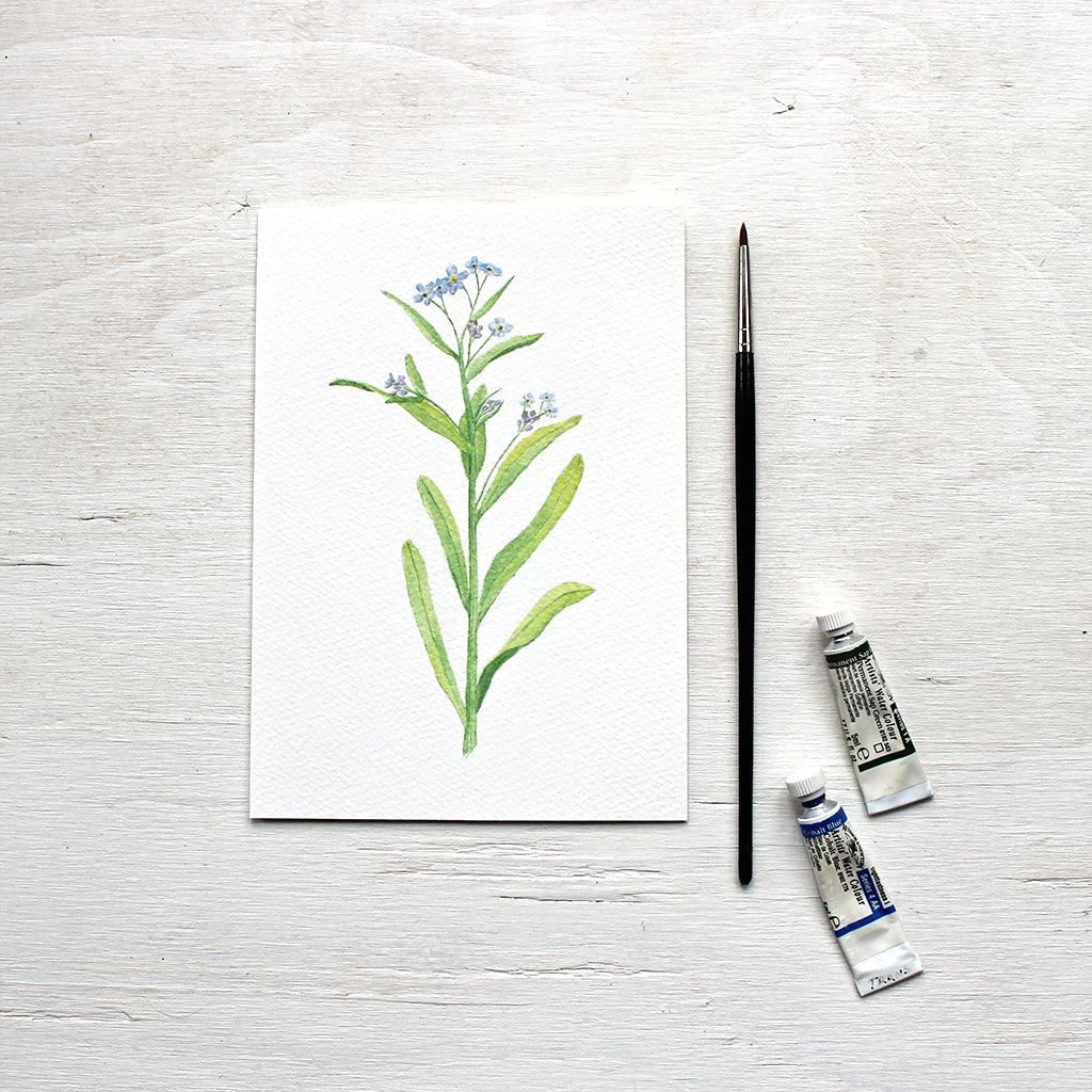 Forgetmenots watercolour print by artist Kathleen Maunder