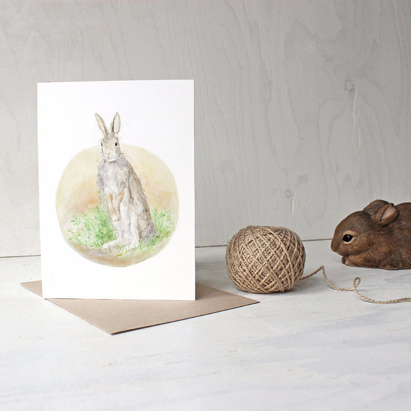 Bunny note card by Kathleen Maunder, trowelandpaintbrush