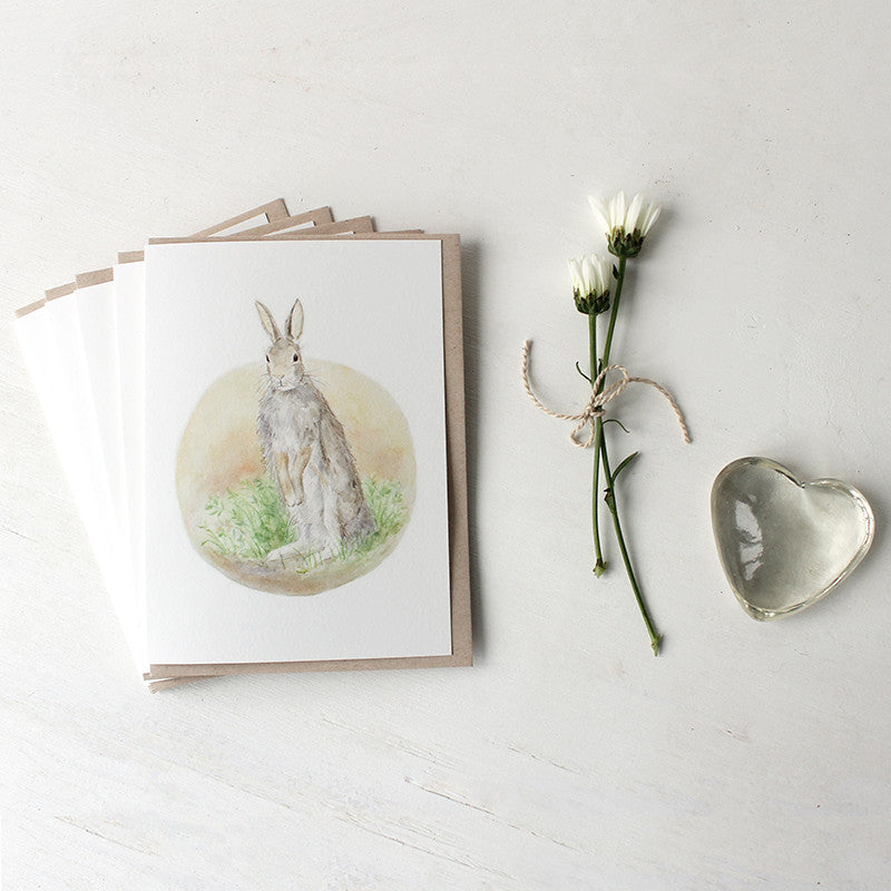 Rabbit note cards by watercolor artist Kathleen Maunder