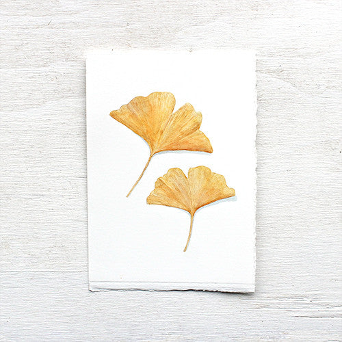 Aquarelle Originale - Feuille de Ginkgo