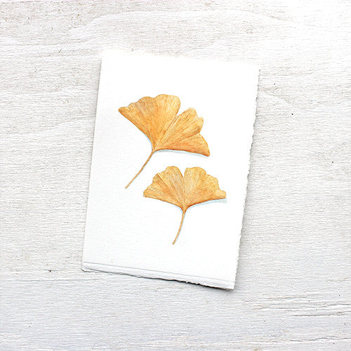 Aquarelle Originale - Feuille de Ginkgo