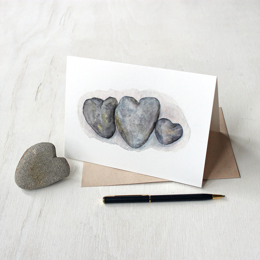 Heart Rocks Watercolor Note Cards by Kathleen Maunder of Trowel and Paintbrush