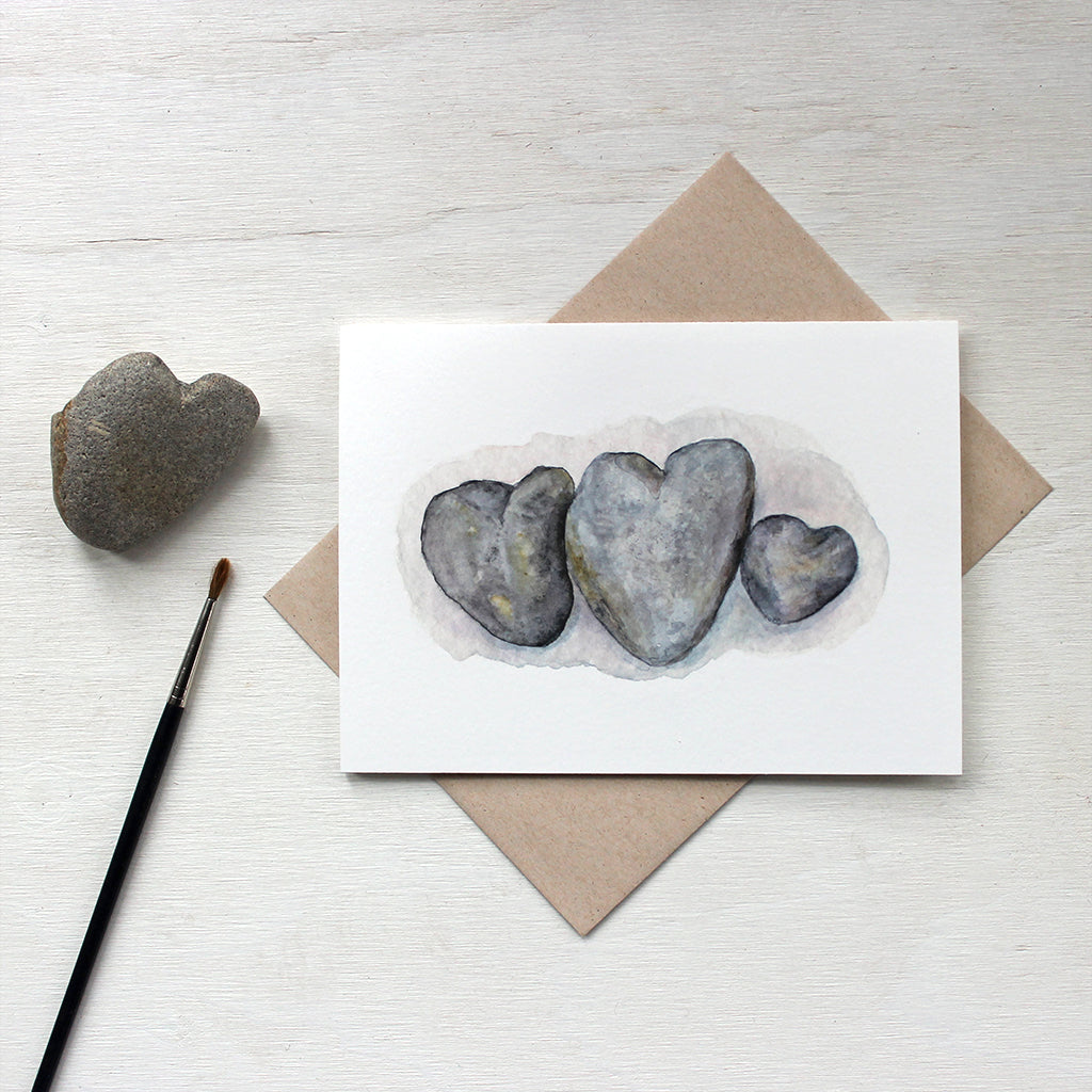 Heart Rocks Watercolour Note Cards by Kathleen Maunder of Trowel and Paintbrush