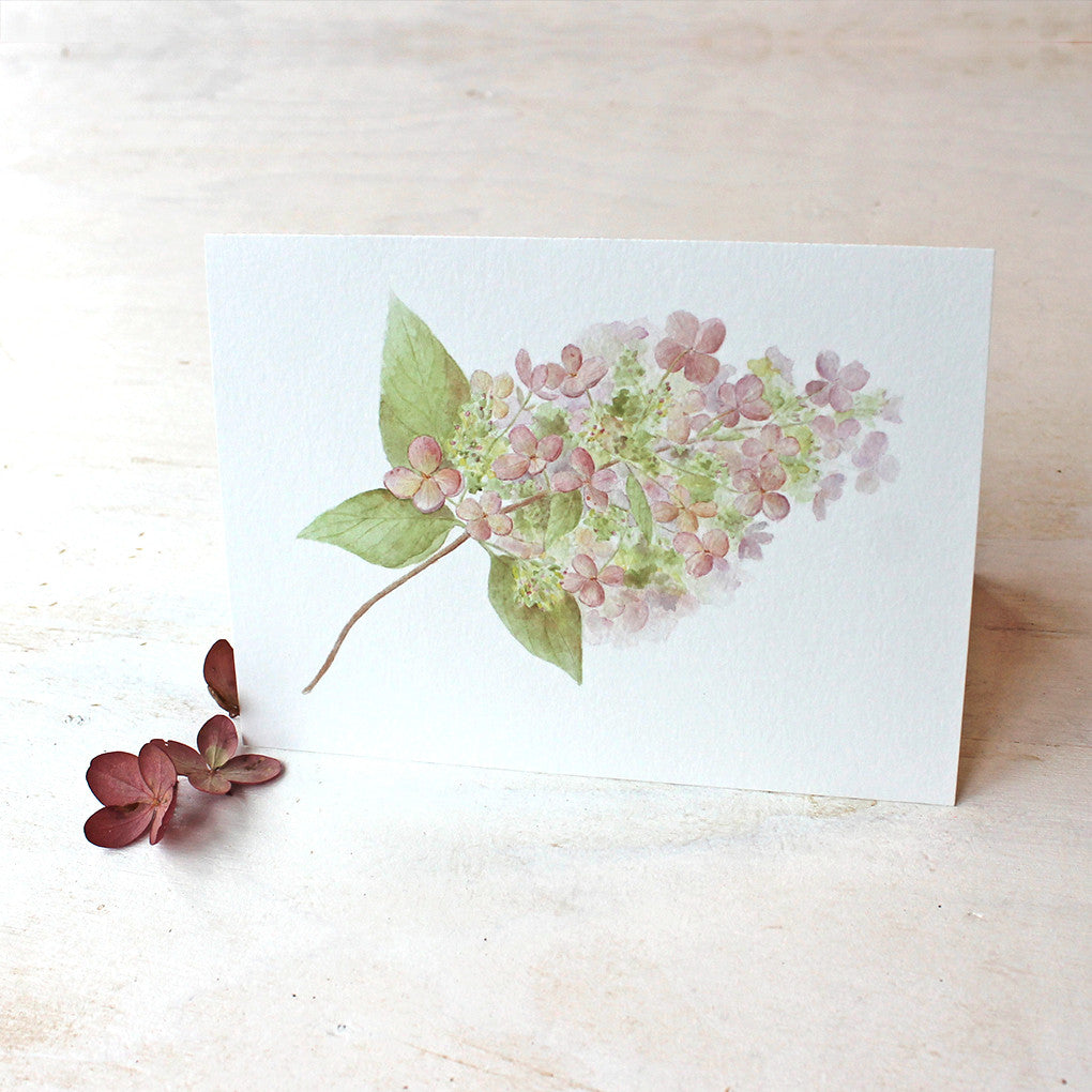 Hydrangea note cards by watercolor artist Kathleen Maunder of Trowel and Paintbrush