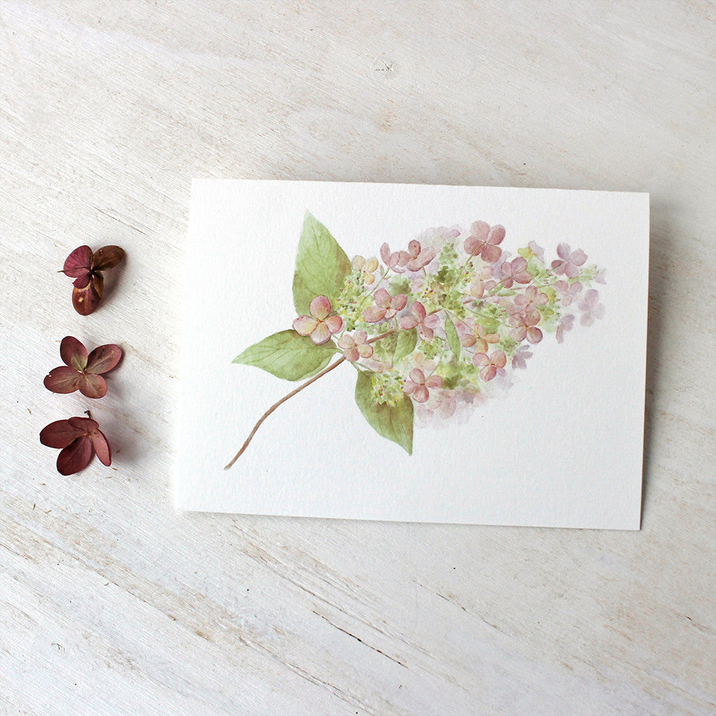 Hydrangea note cards by watercolor artist Kathleen Maunder of Trowel and Paintbrush