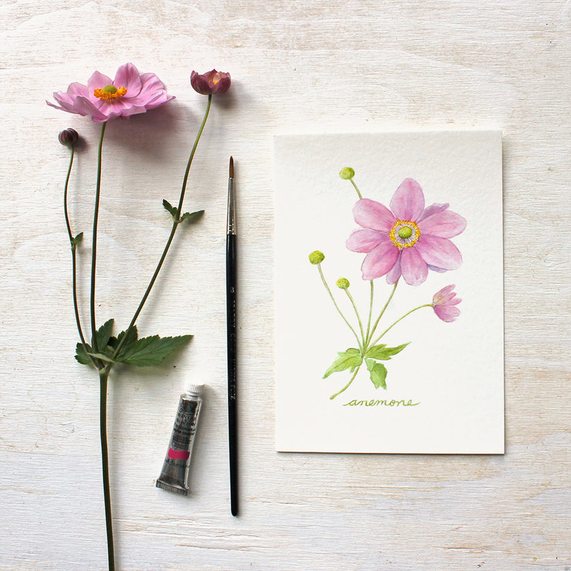 Japanese Anemone Watercolor Print – Trowel and Paintbrush