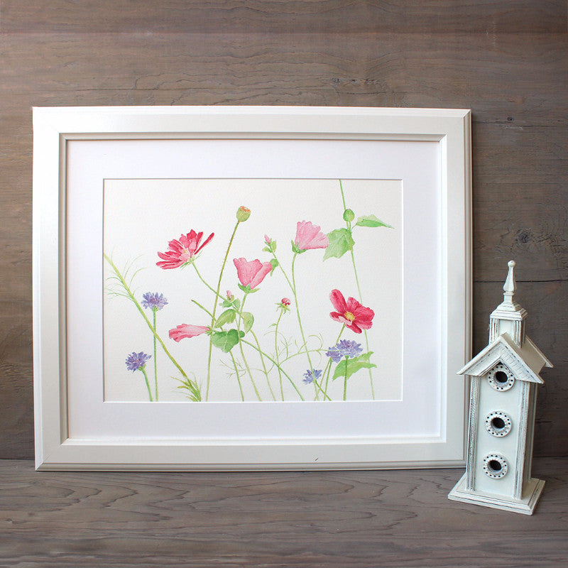 Framed wildflowers watercolour by Kathleen Maunder