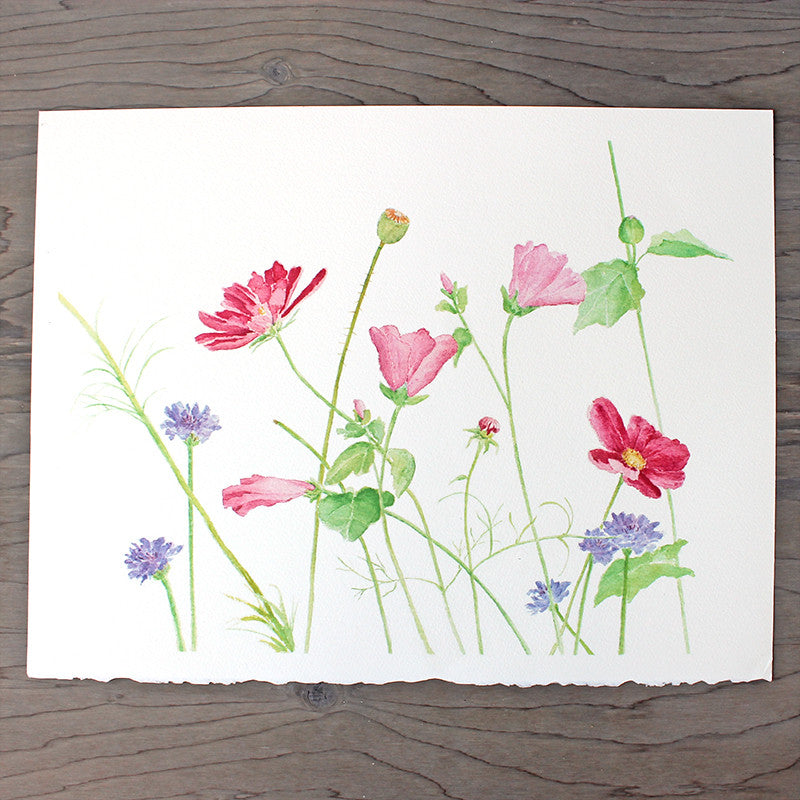 Print of Wildflowers watercolor by Kathleen Maunder