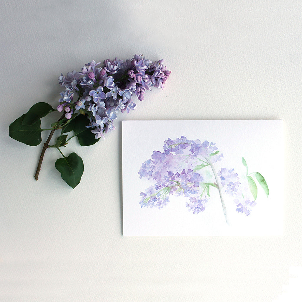 Lilacs watercolor note card