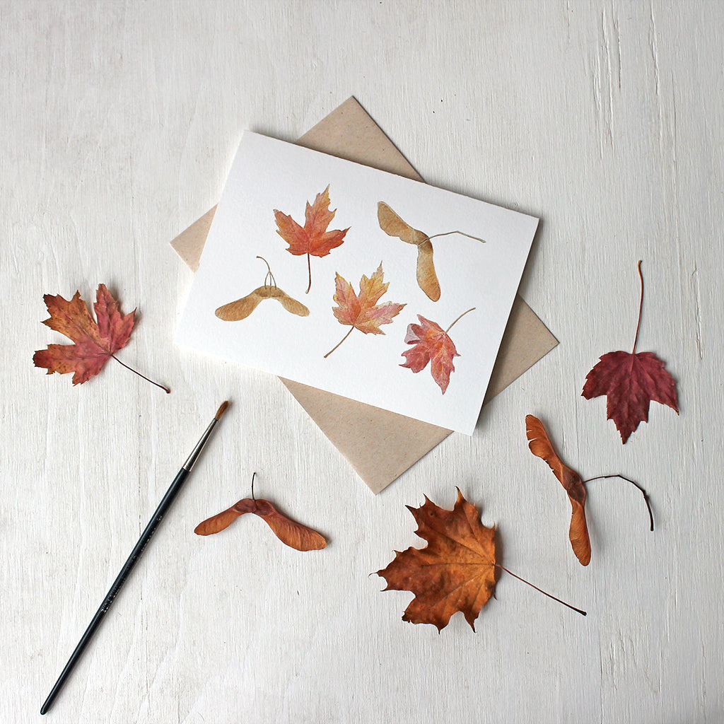 Maple leaves and samaras - Note cards featuring a watercolour by Kathleen Maunder