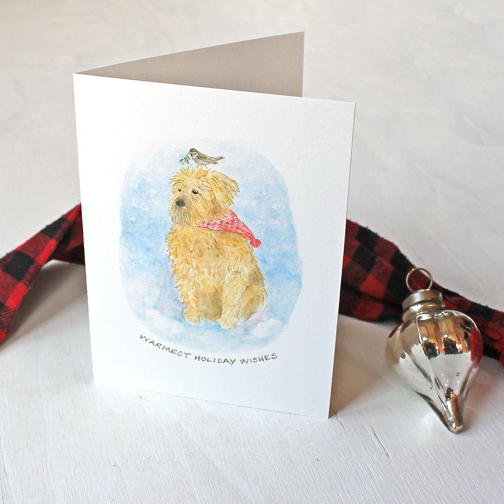 Dog Christmas Cards - Featuring a watercolor painting of a wheaten terrier by Kathleen Maunder