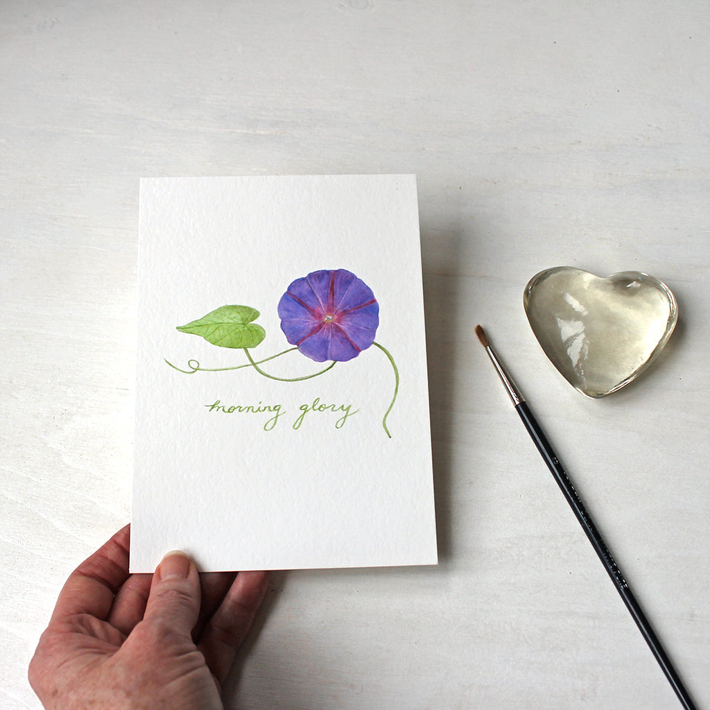 Purple morning glory watercolor print by artist Kathleen Maunder