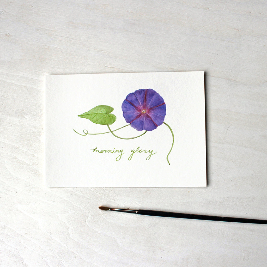 Purple morning glory watercolour print by Kathleen Maunder