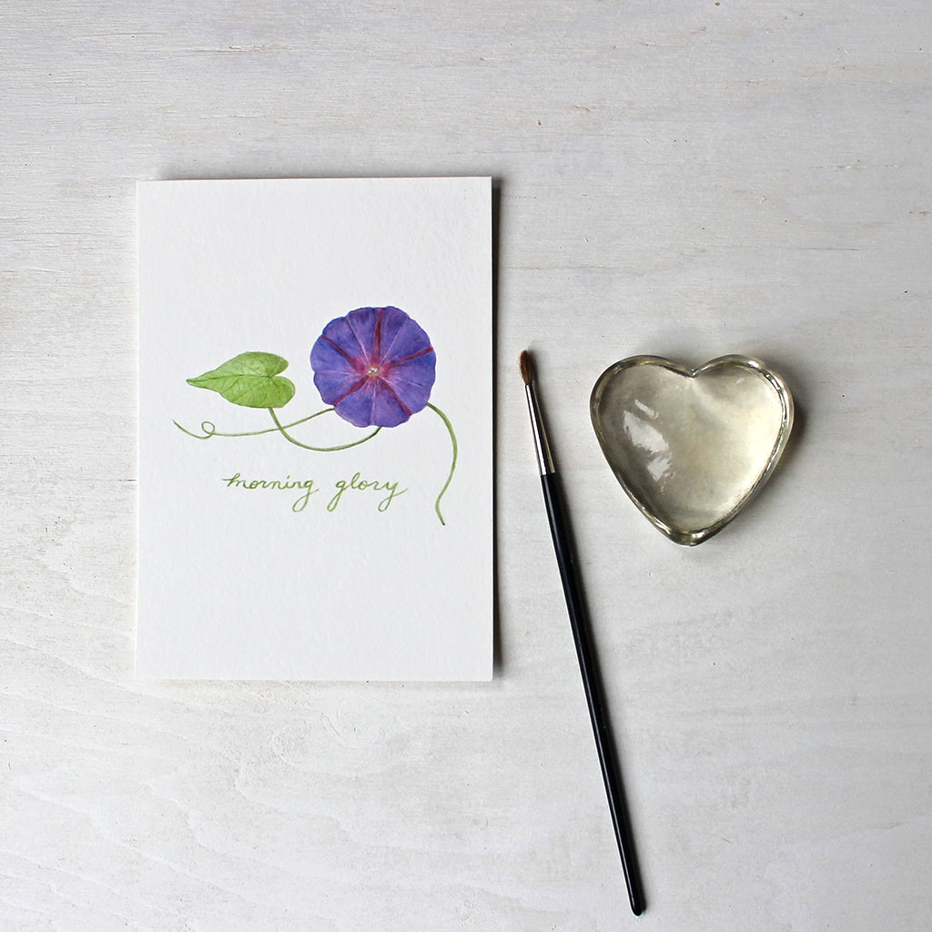 Purple morning glory watercolor print by Kathleen Maunder