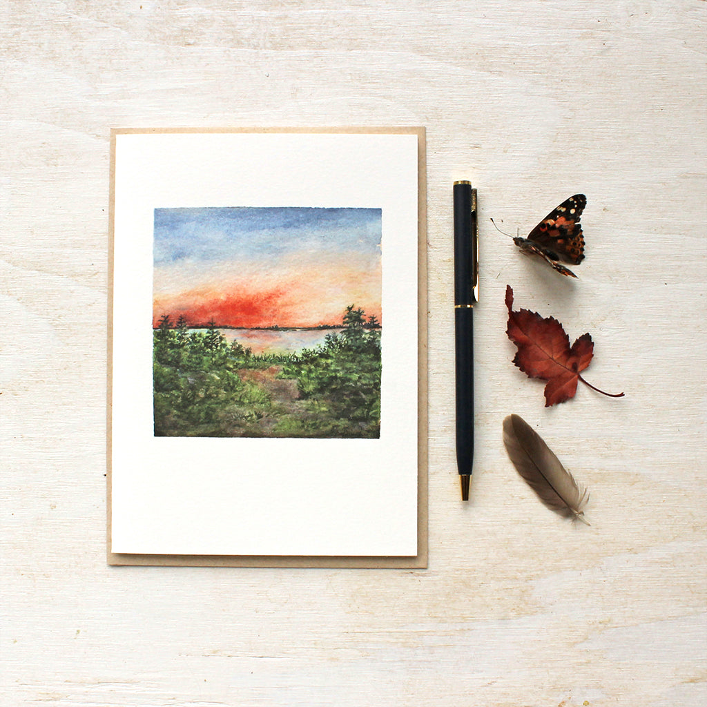 Sunset Note Cards - Watercolor by Kathleen Maunder - Scene from Muskoka Ontario