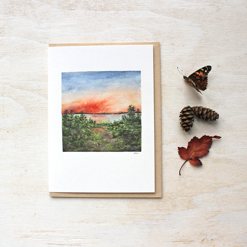 Muskoka Sunset Watercolor Note Cards by Kathleen Maunder