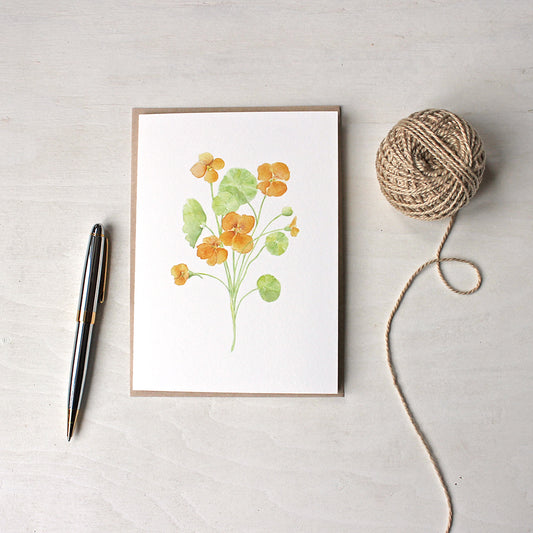 Nasturtiums - Orange floral note cards by watercolor artist Kathleen Maunder