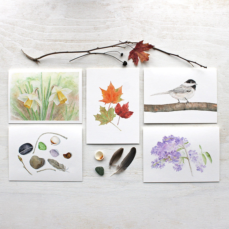 Nature Collection Watercolor Note Cards by Kathleen Maunder of Trowel and Paintbrush