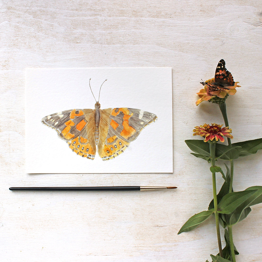 Painted lady butterfly watercolor print by Kathleen Maunder of Trowel and Paintbrush