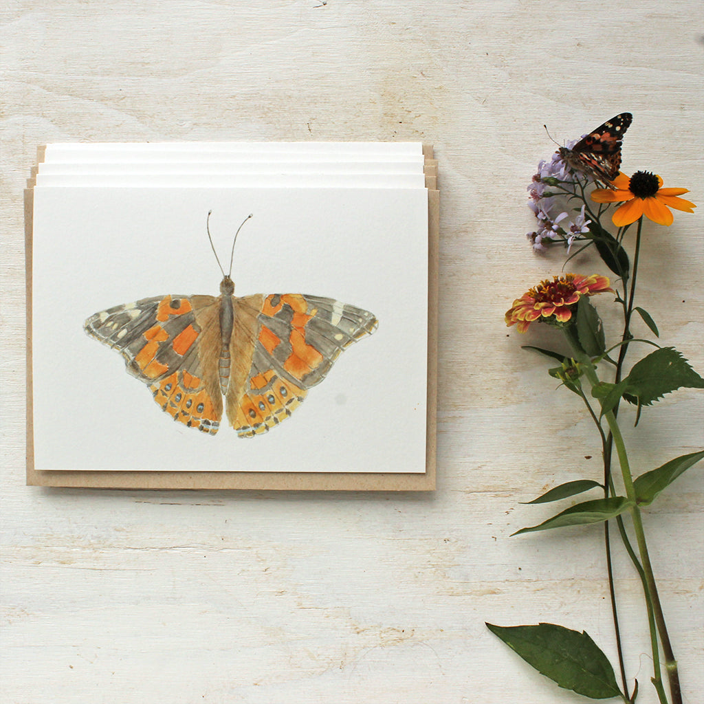 Butterfly note cards featuring a watercolor painting by Kathleen Maunder (Trowel and Paintbrush)