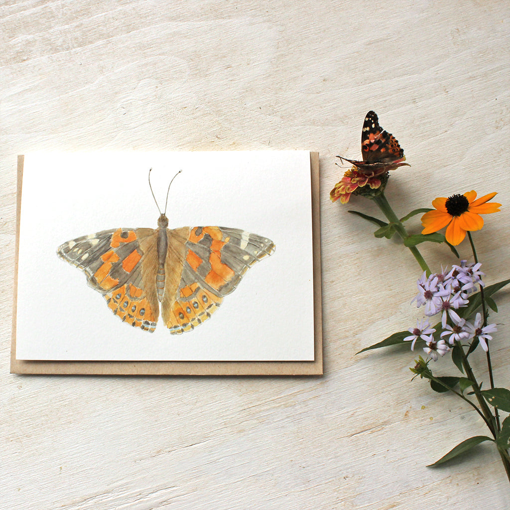 Painted lady butterfly watercolor note cards by Kathleen Maunder of Trowel and Paintbrush
