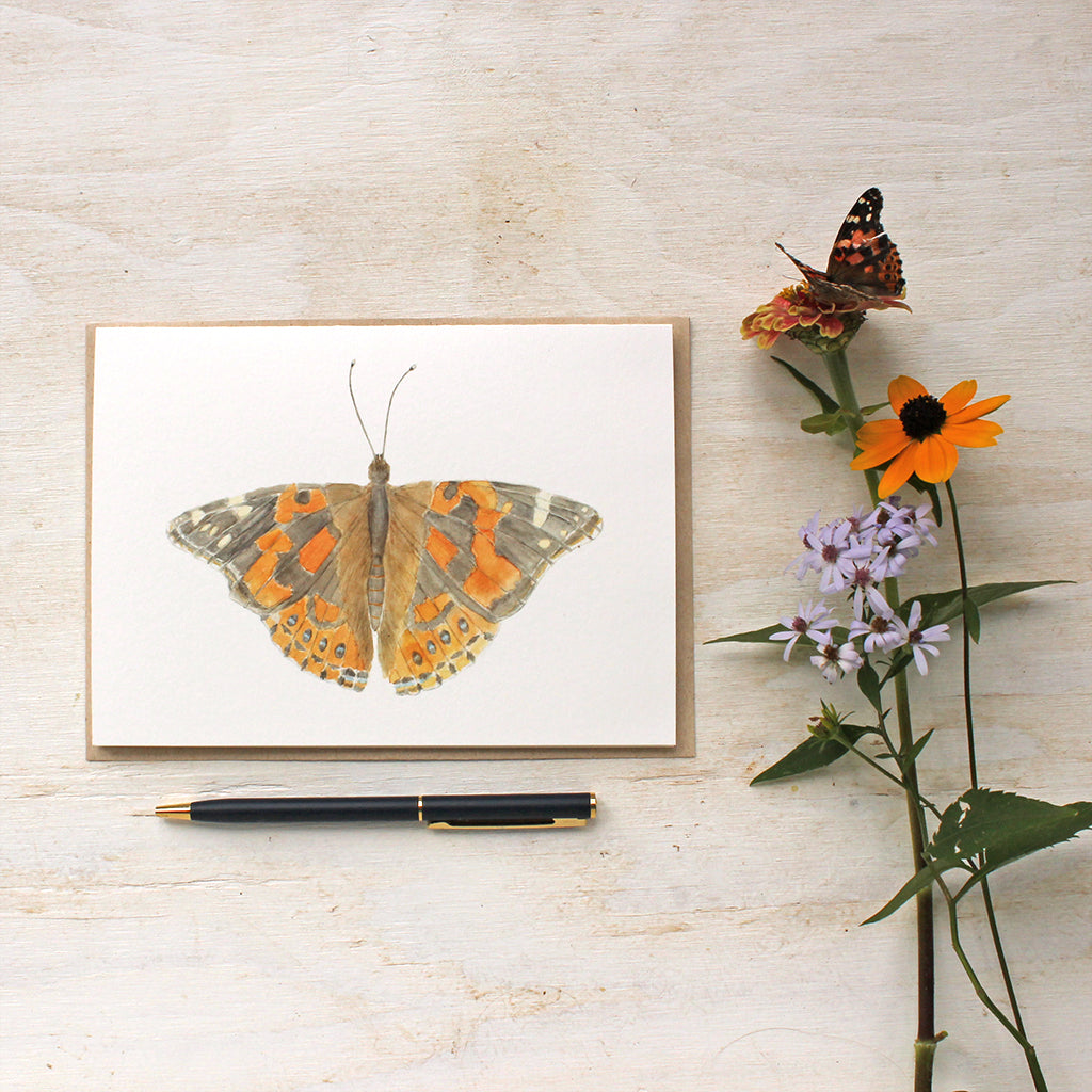 Butterfly note card featuring a watercolour by Kathleen Maunder