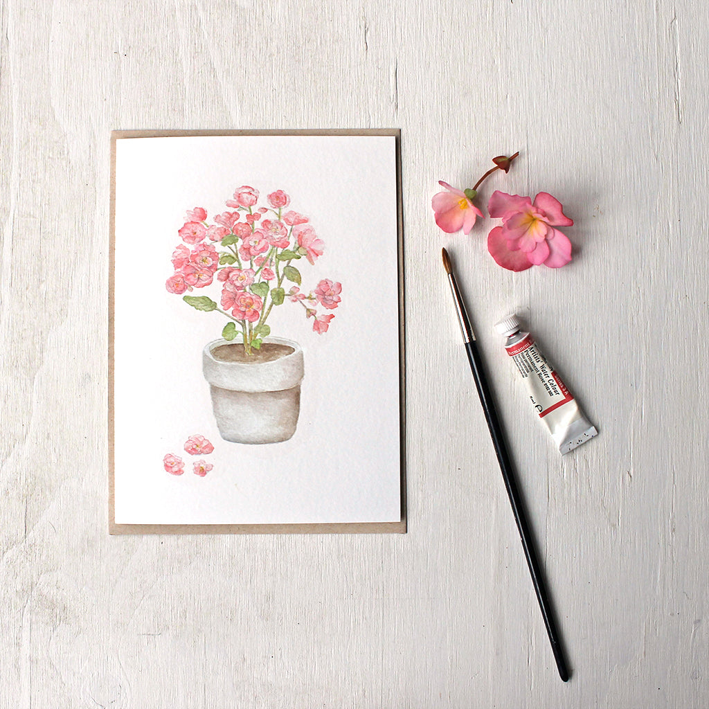Pink Begonia in a Pot - Set of Note Cards – Trowel and Paintbrush