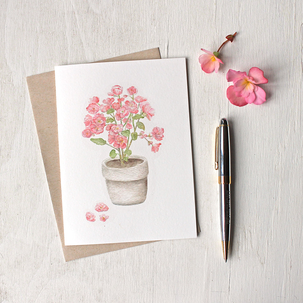Pink Begonia in a Pot - Set of Note Cards – Trowel and Paintbrush