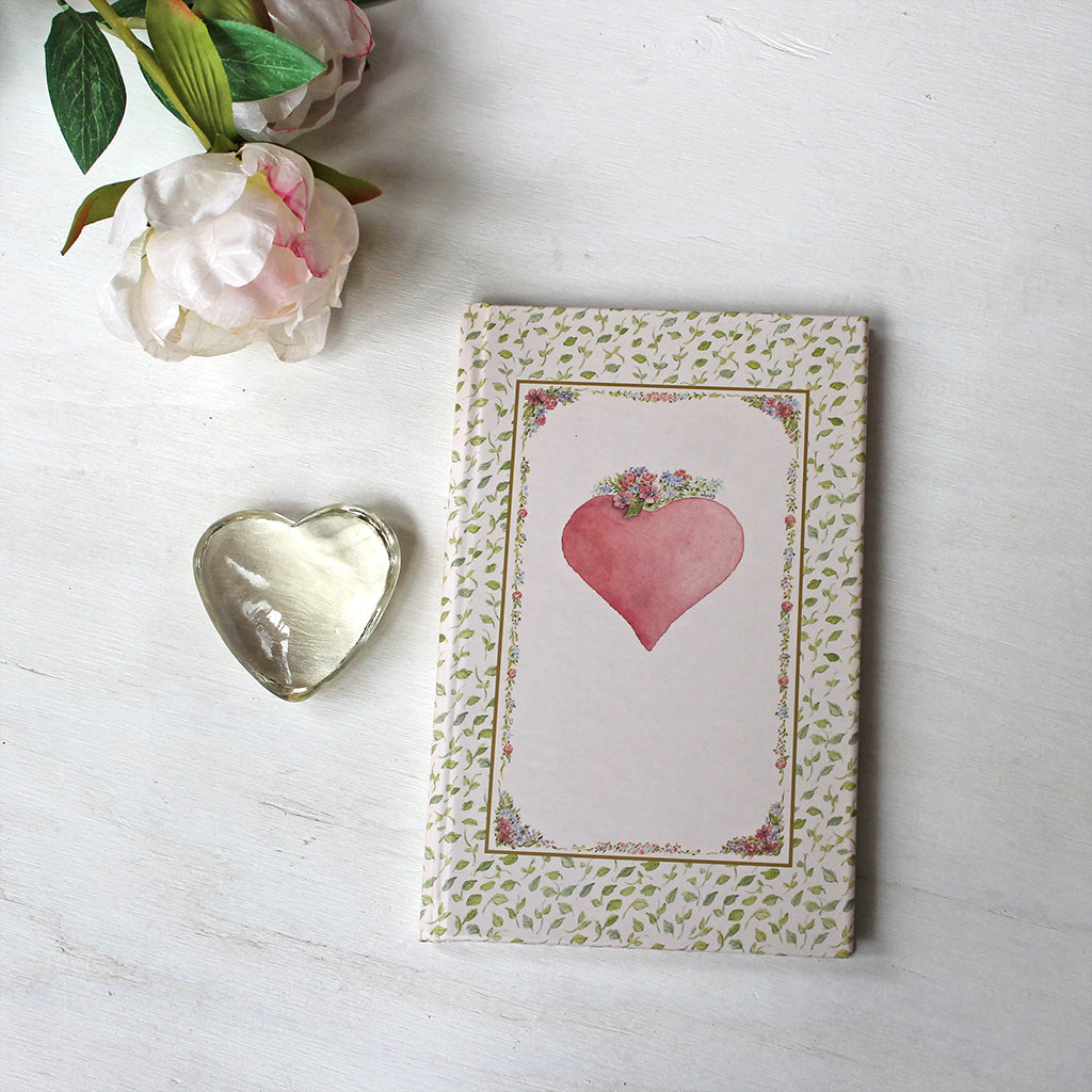 Pink Heart hardcover journal. Featuring watercolor art by Kathleen Maunder.