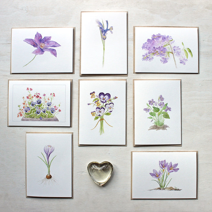 Set of 8 Purple Floral Note Cards – Trowel and Paintbrush