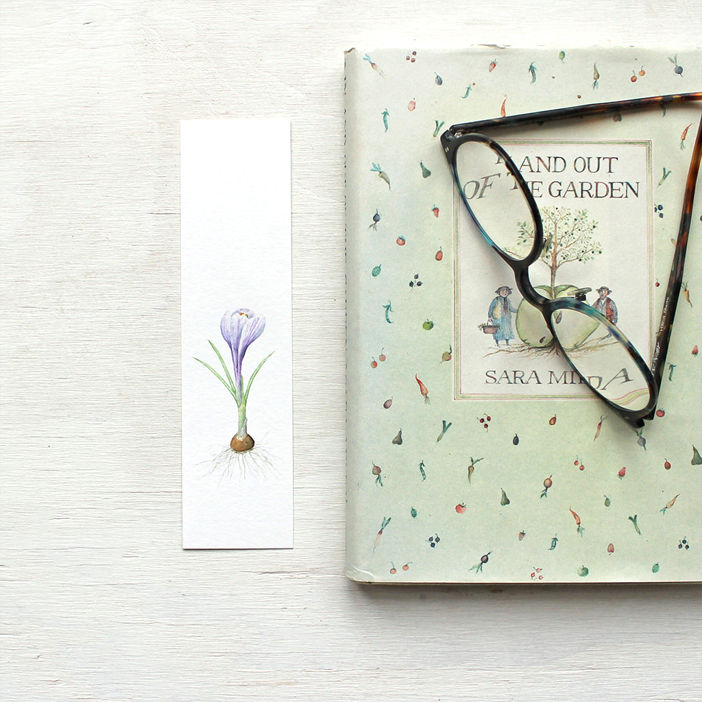 Purple Crocus Watercolor Bookmark – Trowel and Paintbrush