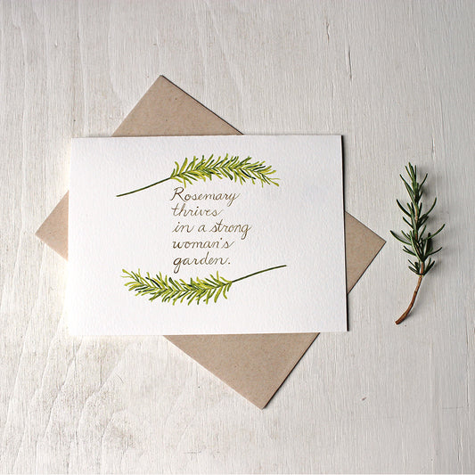 Rosemary Quote Note Card featuring watercolor by Kathleen Maunder