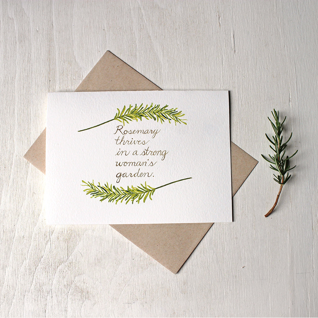 Rosemary Quote Note Card featuring watercolor by Kathleen Maunder