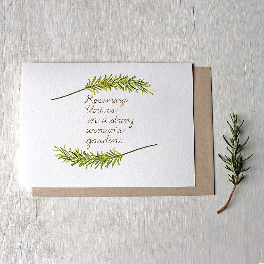 Rosemary Quote Watercolor Note Card - Painting by Kathleen Maunder