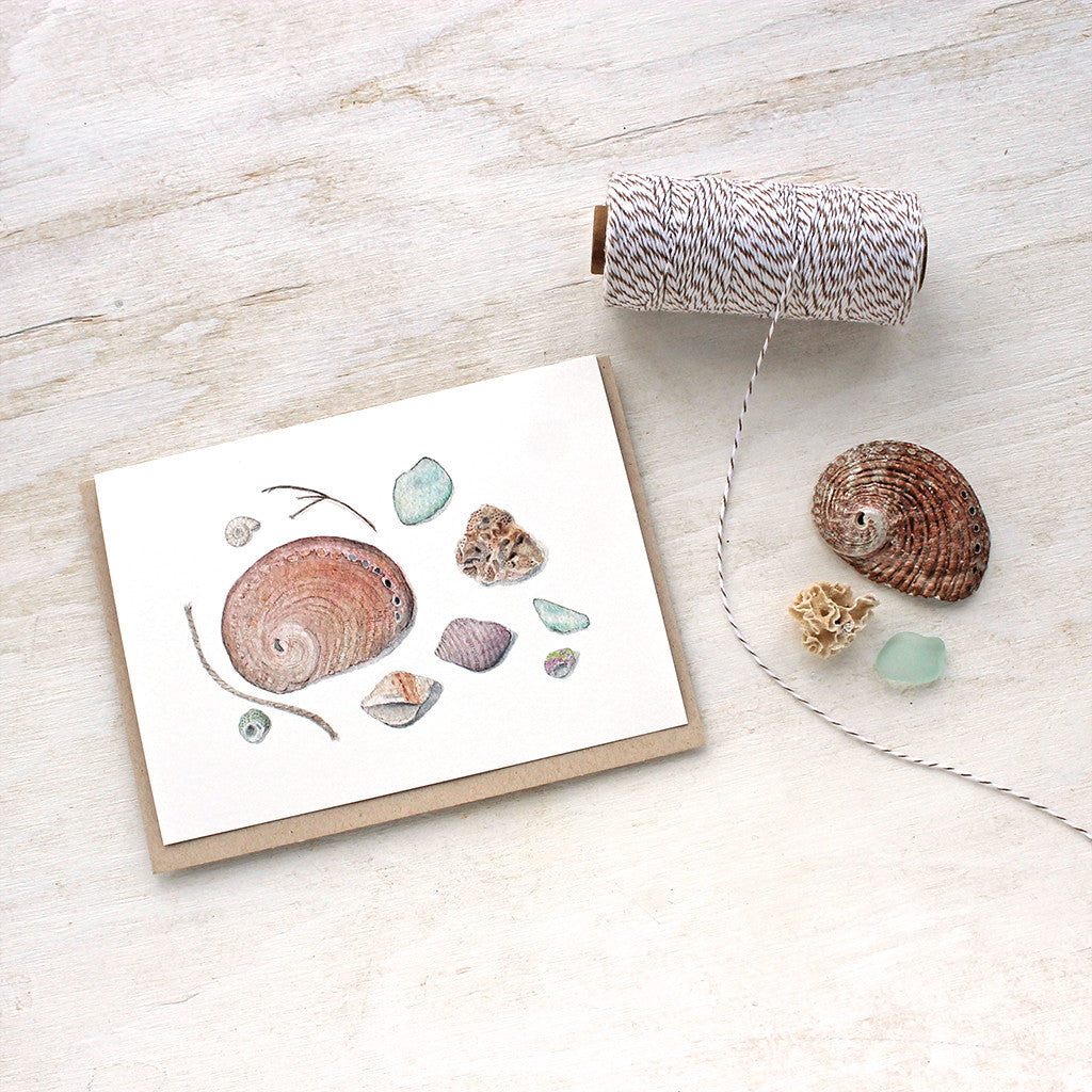 Shells and Sea Glass Watercolor Cards by artist Kathleen Maunder