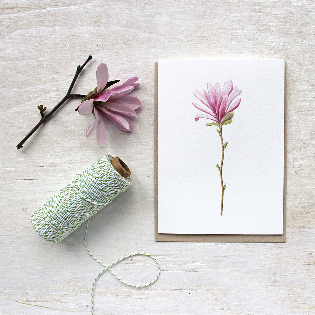 Magnolia watercolor note cards by Kathleen Maunder of Trowel and Paintbrush.