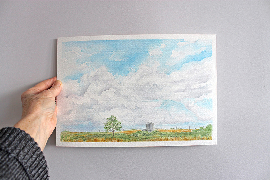 Original watercolor painting depicting a Texas rural scene. Artist Kathleen Maunder.