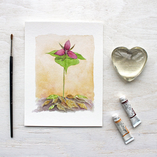 This lovely botanical print is based on an original watercolor I painted of a red trillium, one of spring's loveliest wildflowers.