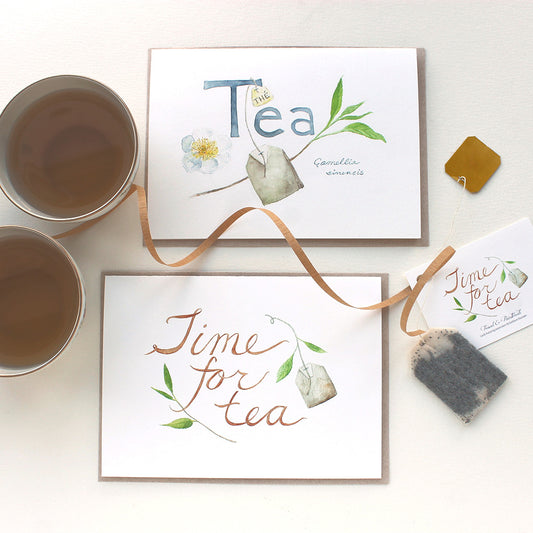 Set of tea note cards by watercolor artist Kathleen Maunder