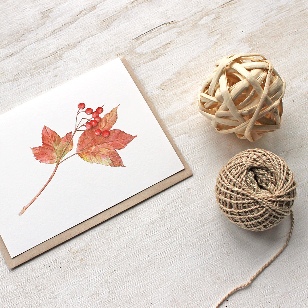 Viburnum leaves and berries note card by Kathleen Maunder (trowelandpaintbrush)